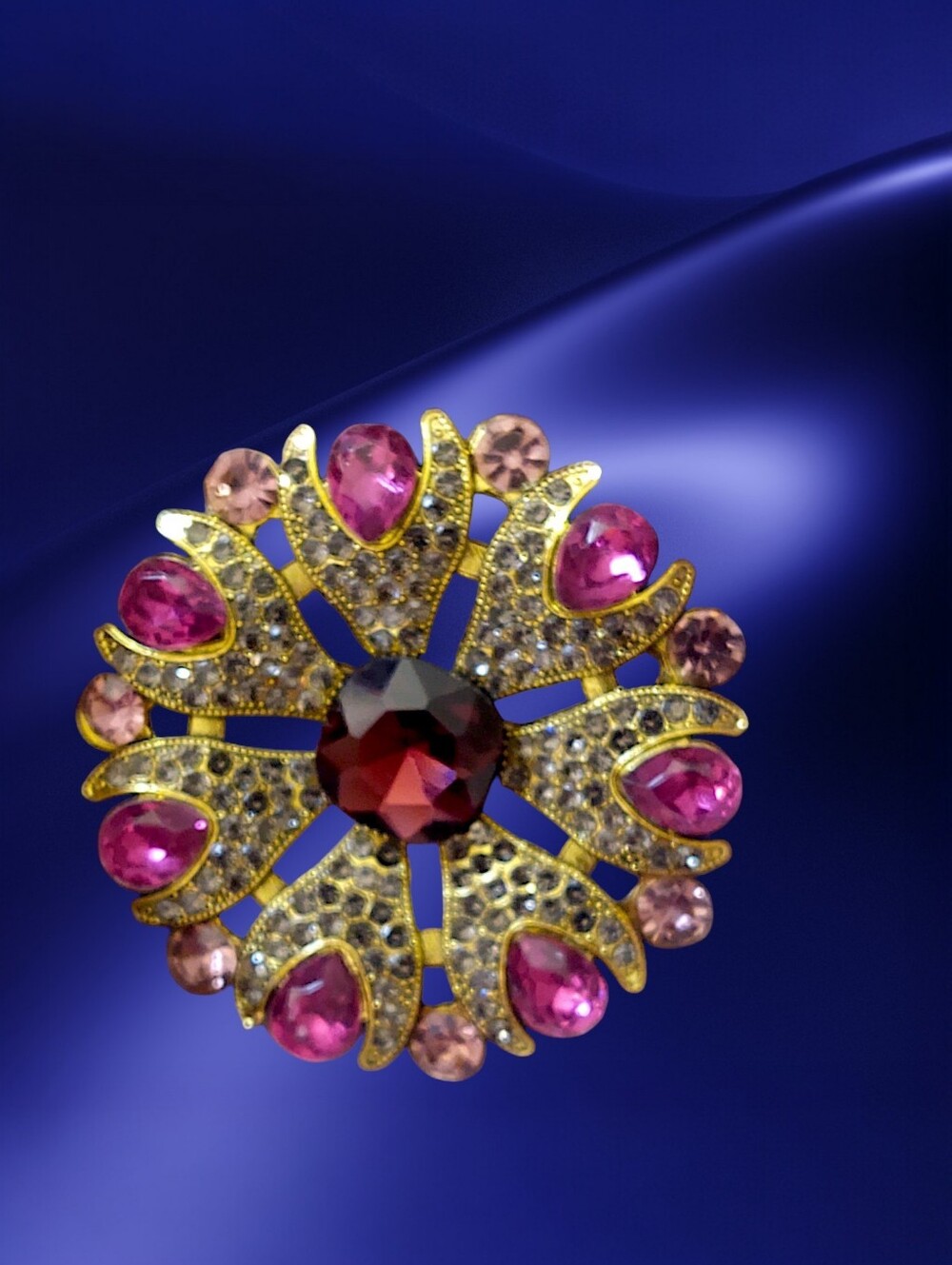 Violet Crystal Floral Brooch